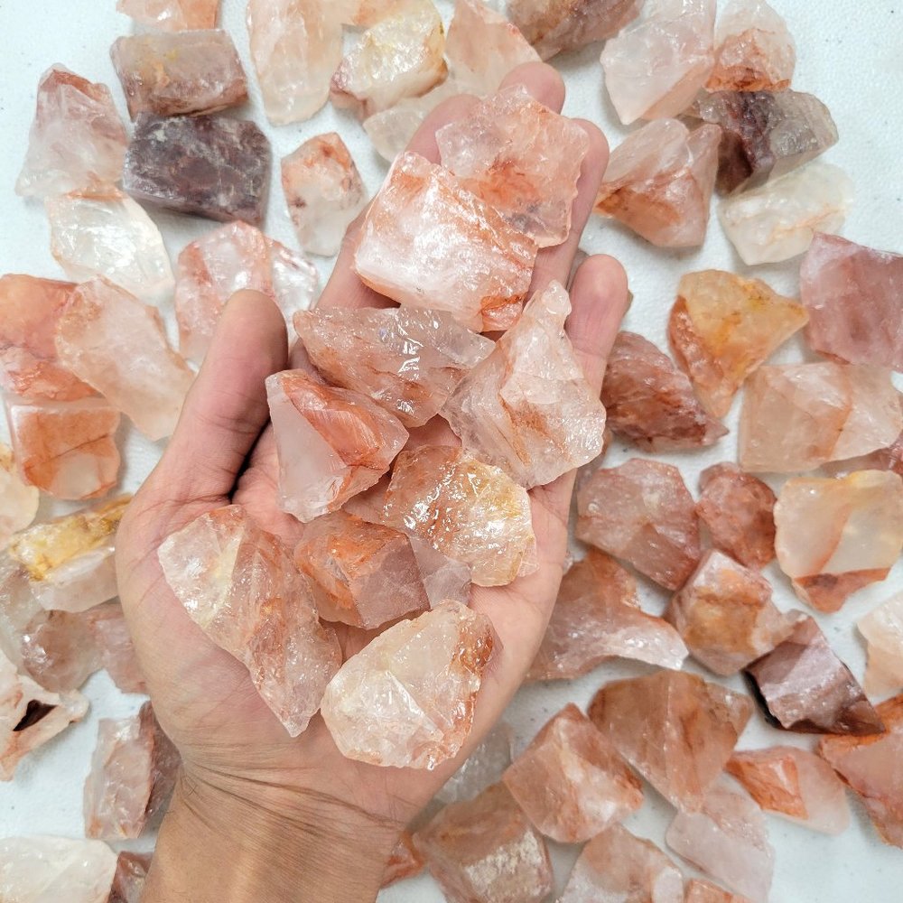 1 LB Fire Quartz Crystal Stones Bulk Wholesale Natural Gemstones for Healing